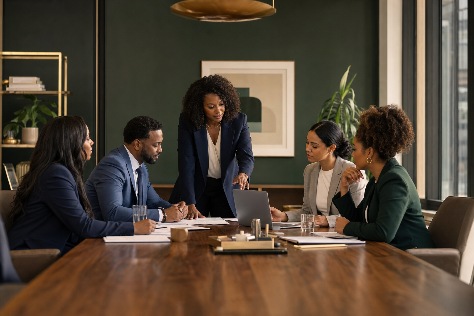 African American business professionals collaborating during a strategy consultation